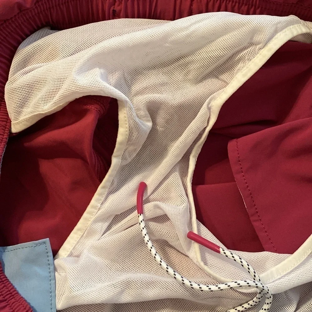 Bonobos Throwback Retro Swim Trunks 7” Raspberry White Trim Size XXL